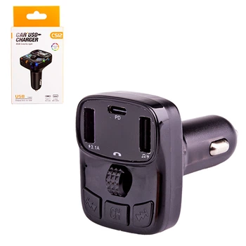 Модулятор FM 5в1 CS12 12-24V 2USB 5V 3.1A Type C 3в1 универсальный автомобильный адаптер V12681