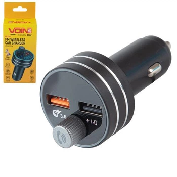 Модулятор FM VOIN W-3301 12-24V 2 USB 3 1A Bluetooth 5 0 Hands-free с ambient light V12935