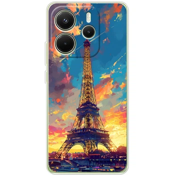 Силиконовый Чехол с Картинкой для Xiaomi Redmi Note 14 4G Принт (Париж, Эйфелева Башня) (64587-ysm038)