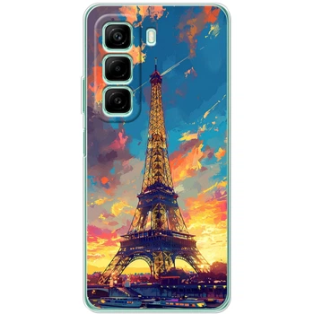 Силиконовый Чехол с Картинкой для Infinix Hot 50 Pro Принт (Париж, Эйфелева Башня) (64347-ysm038)