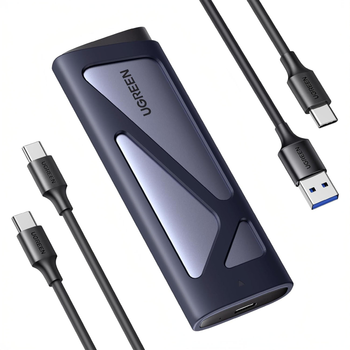 Зовнішній корупус для SSD M.2 Ugreen NVMe/SATA 10 Гбіт/с USB 3.2 Gen 2 підтримка UASP TRIM до 8 ТБ Сірий (15813)