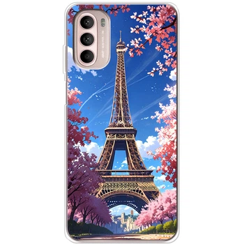 Силиконовый Чехол с Картинкой для Motorola G52 Принт (Париж, Эйфелева Башня) (64436-ysm036)
