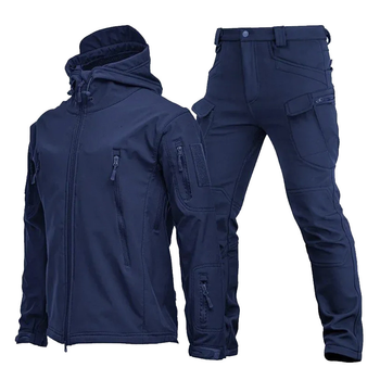 Тактичний Костюм Vanguard Softshell куртка з капюшоном + штани синій розмір 3XL