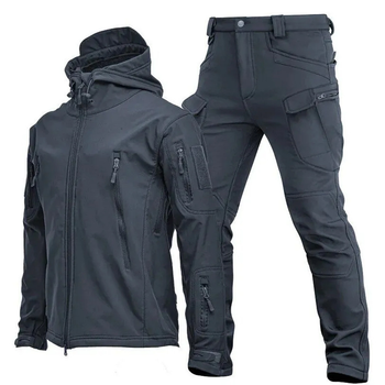 Тактичний Костюм Vanguard Softshell куртка з капюшоном + штани сірий розмір M