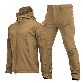Тактичний Костюм Vanguard Softshell куртка з капюшоном + штани койот розмір 4XL