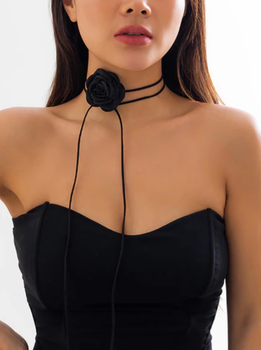 Чокер на шею цветок с розой на шнурке черный украшение на шею Fashion Jewelry (SVS)