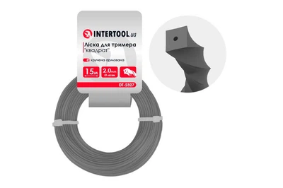 Лісочка для тримера Intertool 2,0мм 15м квадратна кручена для газону та саду різання трави та бур'янів (IT-DR_11N)