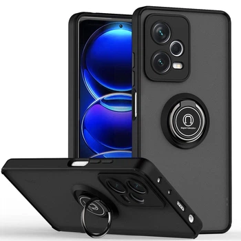 Чехол Fiji Colorframe для Xiaomi Redmi Note 12 Pro 5G матовый бампер с кольцом подставкой Black