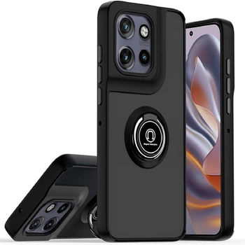 Чехол Fiji Colorframe для Motorola Edge 50 Neo матовый бампер с кольцом подставкой Black