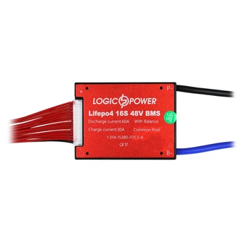 Плата BMS LogicPower LP LiFePO4 48В 16S, 60А разряд/30А заряд, со встроенным балансиром