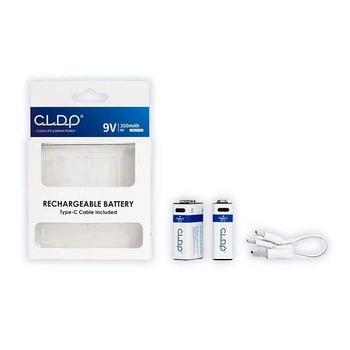 Батарейки КРОНА аккумуляторные с разъемом USB Type-C от CLDP на 9V/350mАh - 2 ШТ