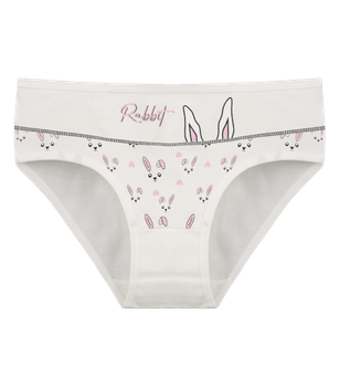Трусы слипы для девочки с принтом Rabbit - Donella - 4111Y27 - 98-104 см - Молочный