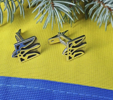 Запонки з гербом України Maxi Silver 6228