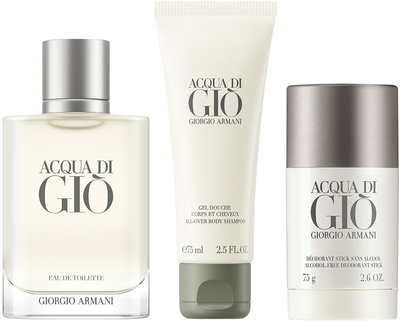 Zestaw męski Giorgio Armani Acqua di Gio Woda toaletowa 100 ml + Żel pod prysznic 75 ml + Dezodorant w sztyfcie 75 g (3614274337211)