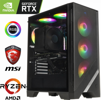 Игровой Компьютер MSI - Ryzen 7 9800X3D / GeForce RTX 3060 Ti 8ГБ / 32ГБ DDR5 / SSD 1ТБ M.2 PCIe + Wi-Fi 6.0