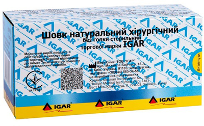 Упаковка шовку Igar №4 натурального хірургічного без голки стерильного 12 шт (4820017605915)