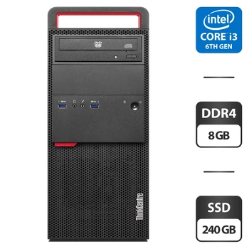 Компьютер Lenovo ThinkCentre M800 Tower / Intel Core i3-6100 (2 (4) ядра по 3.7 GHz) / 8 GB DDR4 / 240 GB SSD / Intel HD Graphics 530 / DVD-ROM б/у