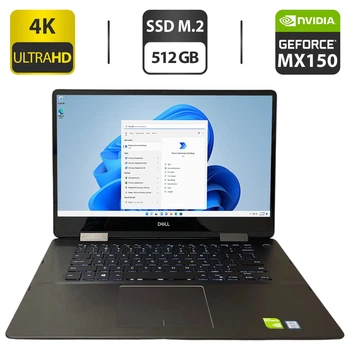 Ноутбук-трансформер Dell Inspiron 7586 2-in-1 / 15.6" (3840x2160) IPS Touch / Intel Core i7-8565U (4 (8) ядра по 1.8 - 4.6 GHz) / 16 GB DDR4 / 512 GB SSD M.2 / nVidia GeForce MX150, 2 GB GDDR5, 64-bit / WebCam б/у
