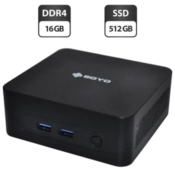 Неттоп Soyo M2 Plus Mini PC USFF / Intel N100 (4 ядра по 3.4 GHz) / 16 GB DDR4 / 512 GB SSD / Intel UHD Graphics / Wi-Fi, Bluetooth / Windows 11