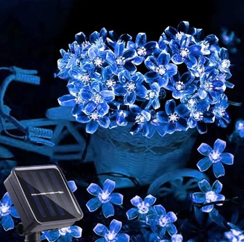 Гирлянда на солнечной батарее 5м 20Led Синяя праздничное освещение для сада дома улицы украшения подсветка клумбы светодиодная