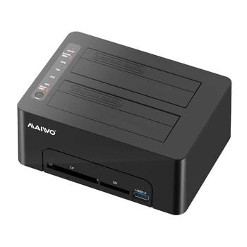 Док-станція клонувальник Maiwo для двох SSD/HDD 2.5/3.5" SATA USB 3.0 + SD/TF (K3082CR 2698) Чорна