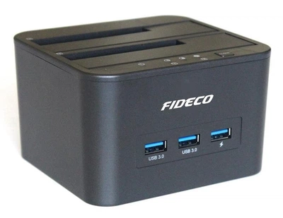 Док-станція клонувальник Fideco для двох HDD 2.5"/3.5" SATA/SSD 3хUSB 3.0 (FDS1SA3SA2PB 2612) Чорна