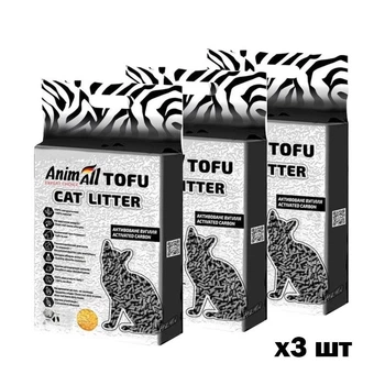 Набір Соєвий наповнювач Animall ТОФУ з активованим вугіллям 10 л/4,66 кг х 3шт(4820224502090)