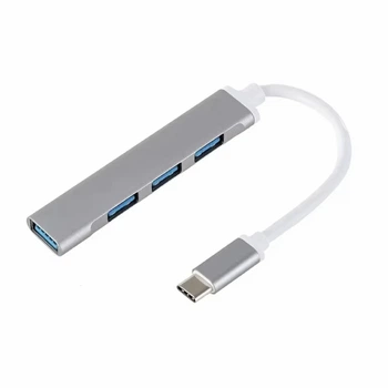USB-хаб USB 3.0 Type-C на 4 порта: 1 x USB 3.0 и 3 x USB 2.0, алюминиевый корпус, серебристый (4USB-C)