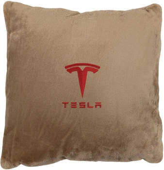 Подушка декоративная Evatech Tesla Бежевая с вышивкой 35х35 см (MPCSSIV041)
