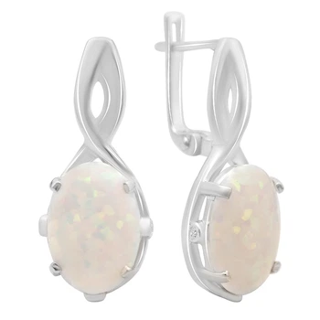 Серебряные серьги с опалом 4.429ct, фианитами (2174349)