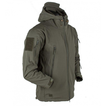 Чоловіча демісезонна Куртка з капюшоном Softshell Shark Skin 01 на флісі олива розмір XXL