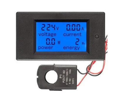 Цифровой измеритель, PeaceFair PZEM-061 LCD AC80-260V, 100A открытая катушка