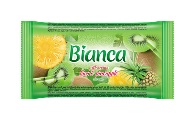 Мыло туалетное твёрдое Bianca с ароматом киви и ананаса 140 г (4823107602443)
