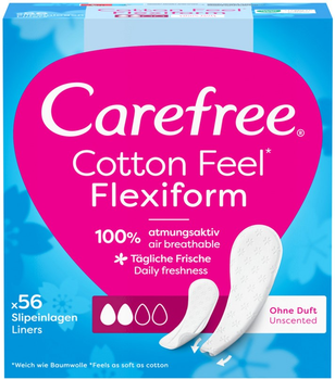 Прокладки жіночі гігієнічні щоденні Carefree Cotton Feel Flexiform Без аромату 56 шт (3574661482194)