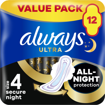Гігієнічні прокладки Always Ultra Secure Night (Розмір 4) 12 шт (4015400612469)