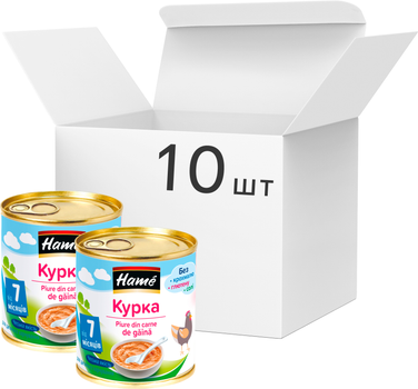 Упаковка м'ясного пюре Hame Курка з 7 місяців 100 г х 10 шт. (8595139726218)