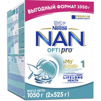 Дитяча суміш початкова молочна суха Nestle NAN 1 Optipro з олігосахариди 2'FL для дітей від народження 1050 г (7613287314512)