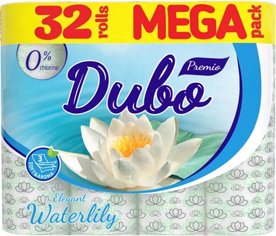 Туалетний папір Диво Premio Waterlily тришаровий 32 рулони з зеленим прокрасом (4820003837757)