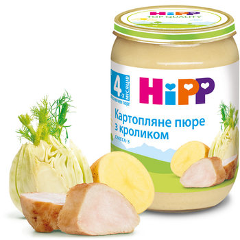 Детское пюре HiPP Картопляне пюре з кроликом, 190 г (9062300131281)