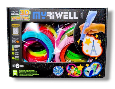 Набір MyRiwell PLA ECO 3д пластик 100 метрів 20 кольорів нитки для 3D ручки ПЛА ЕКО стрижні майрівелл комплект Classic 1,75мм