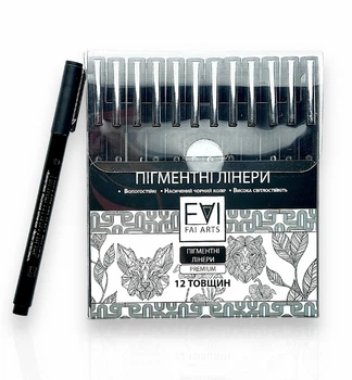 Водостойкие пигментные черные линеры FaiArts 12 толщин, набор для графики и рисования