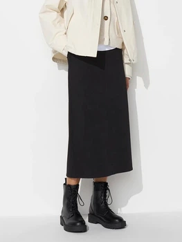Спідниця джинсова міді осіння пряма жіноча Uniqlo 769862877 M Чорна (1159824082)