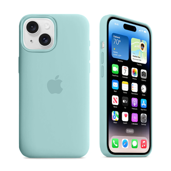 Чехол Kassel Silicone Full Case Protective для iPhone 15 с микрофиброй голобуй Turquoise