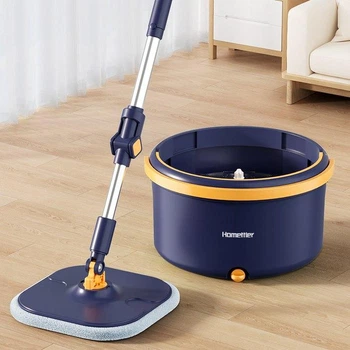 Набір швабра та відро з віджимом Homettler CW001-blue, 2 мопи в комплекті, синій