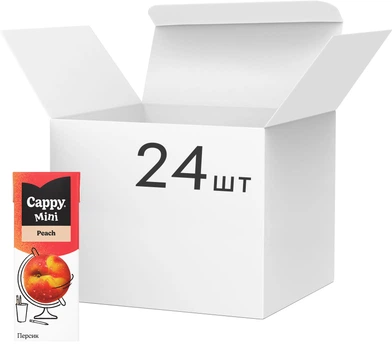 Упаковка нектару Cappy Mini Персик 0.2 л х 24 шт (5449000021595)