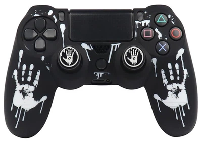 Качественный защитный силиконовый чехол Death Stranding (Black/White) для геймпада Sony DualShock (PS4) + накладки на стики