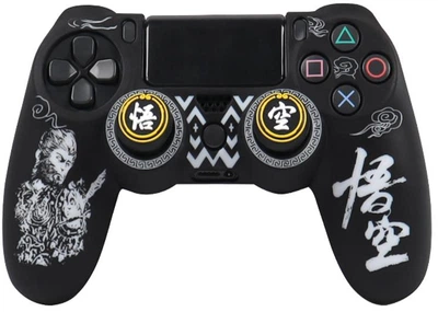 Качественный защитный силиконовый чехол Black Myth: Wukong (White) для геймпада Sony DualShock (PS4) + накладки на стики