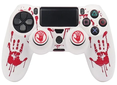 Качественный защитный силиконовый чехол Death Stranding (White/Red) для геймпада Sony DualShock (PS4) + накладки на стики