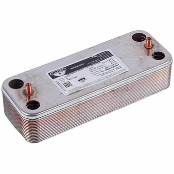 Теплообмінник Zilmet 16 пластин для газових котлів Ariston, Ferroli, Demrad, Protherm та ін