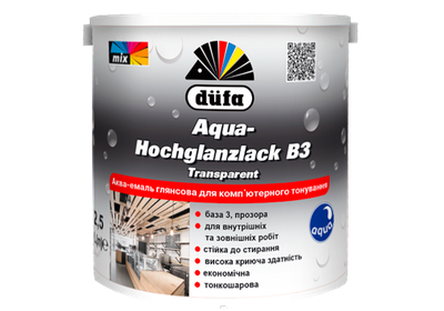 Аква-емаль DUFA AQUA-HOCHGLANZLACK B3 TRANSPARENT (ДЮФА) 2,5л глянцева для комп’ютерного тонування